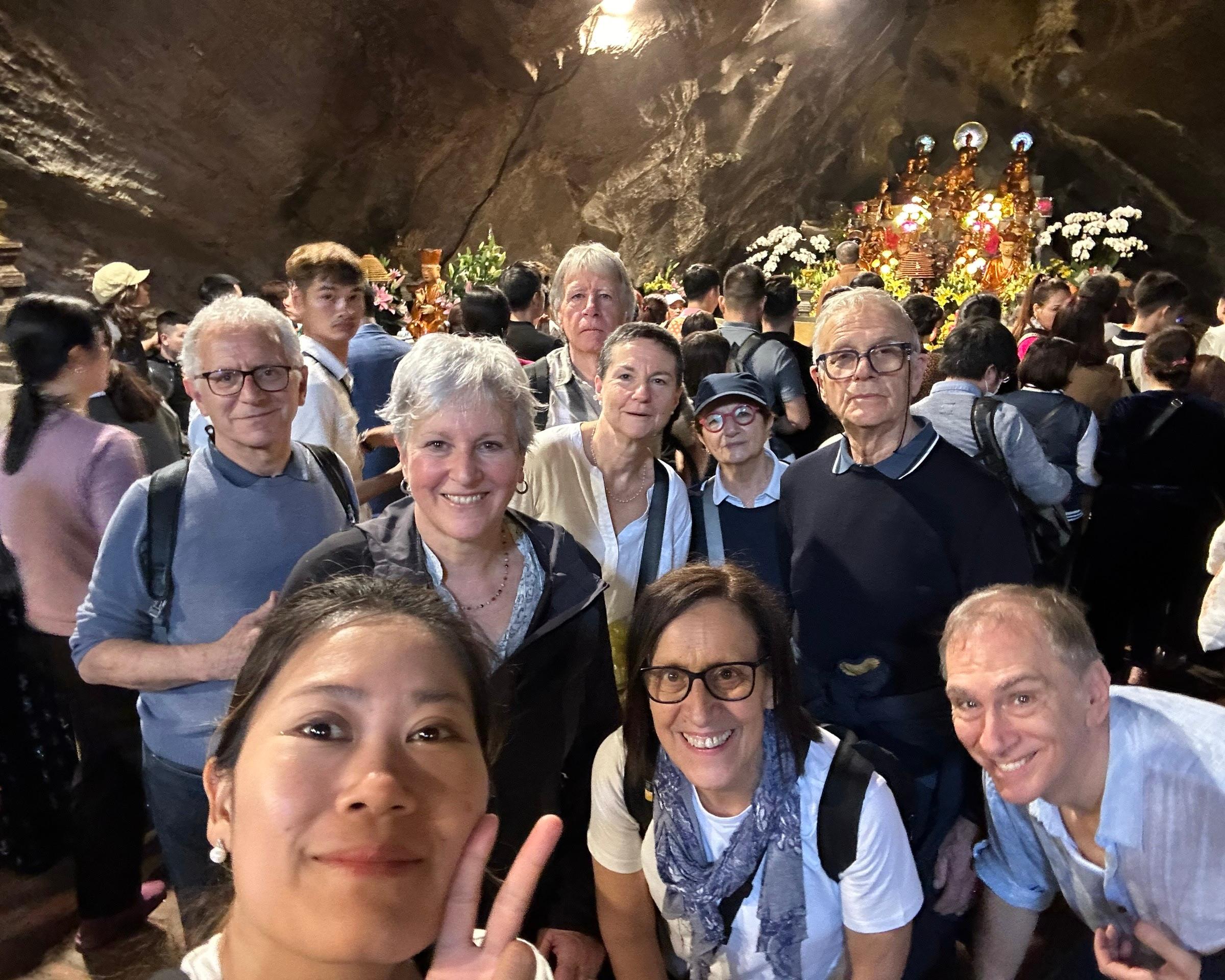 Group of guests visiting a cave pagoda